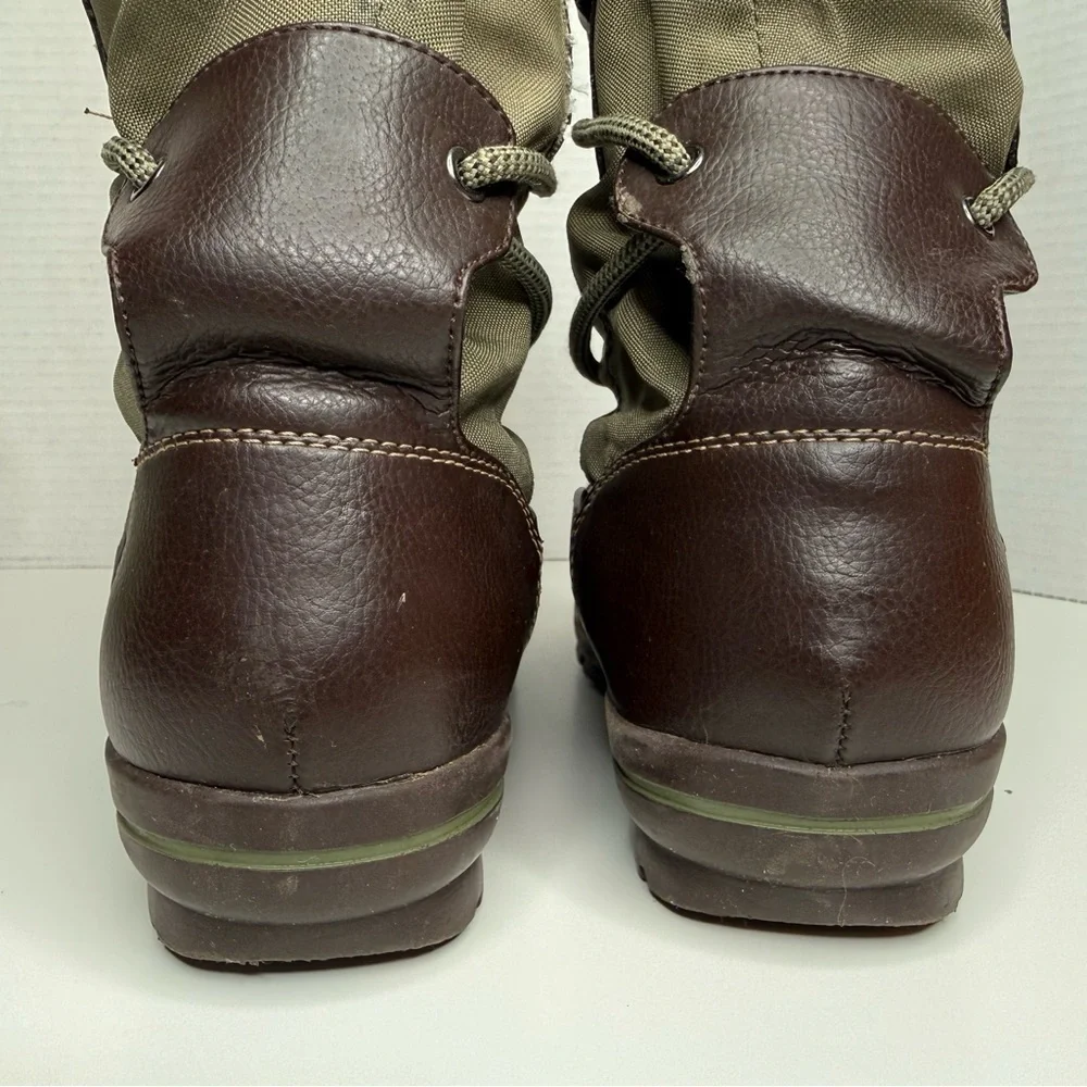 Lands End Women's Green Quilted Tall Outdoor Winter Fleece Lined Boots Size 6